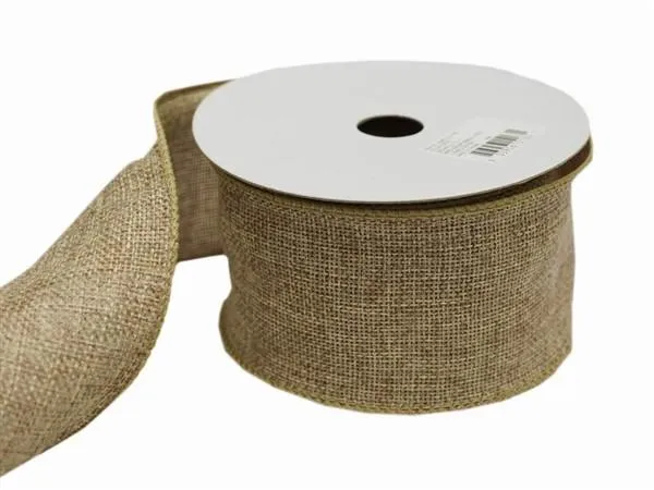 10 Yards 2.5" Natural Tone Burlap Wired Ribbon Wedding Party Dress Favor Gift Craft