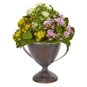 13" Kalanchoe Artificial Plant in Decorative Goblet