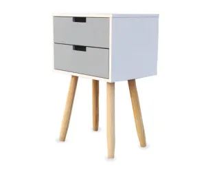 2 Drawer Side Table Modern Sleek & Stylish Neutral Design 61cm