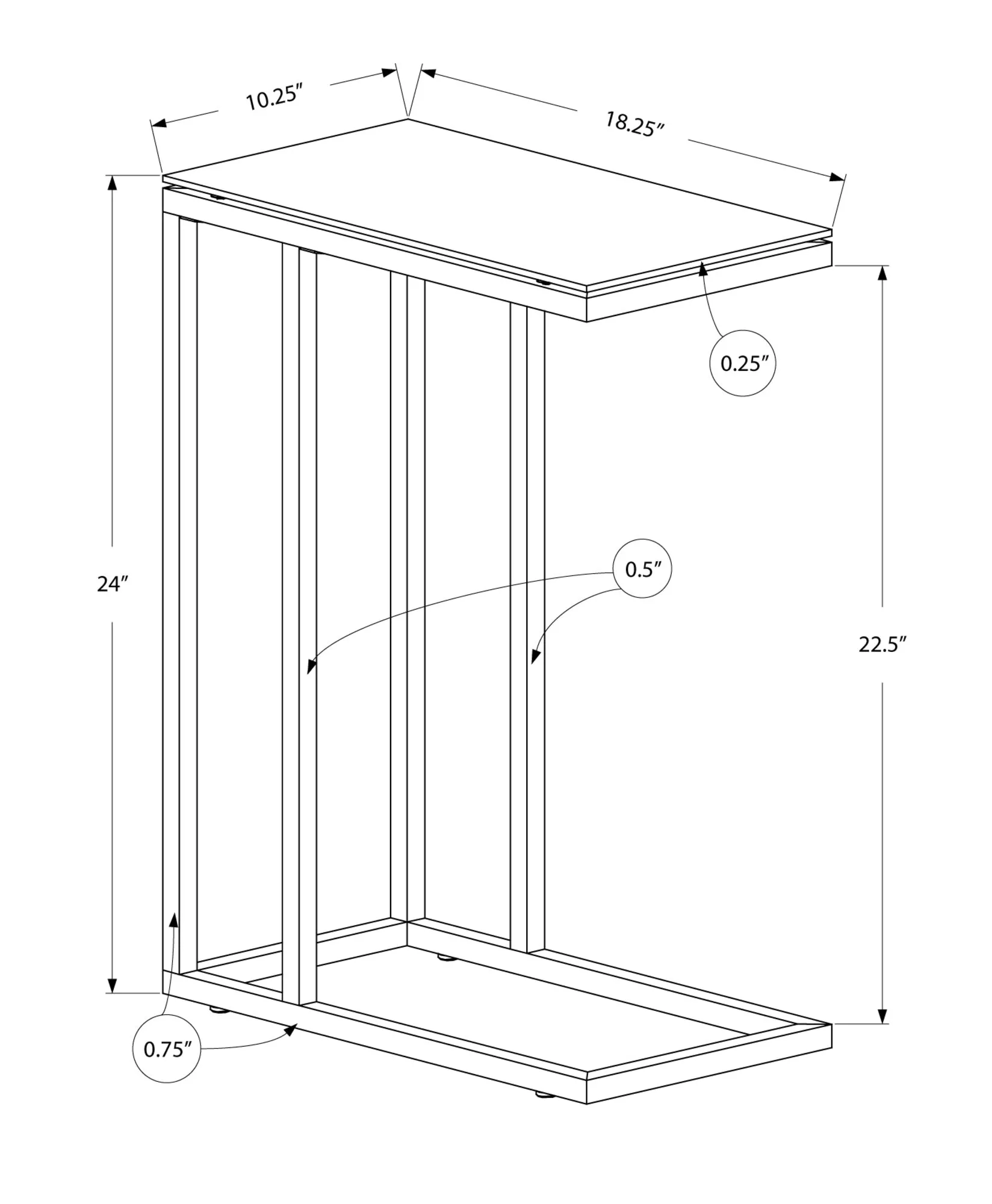 Accent Table - Black Metal / Black Tempered Glass