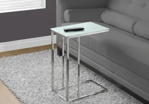 Accent Table - Chrome Metal With Frosted Tempered Glass