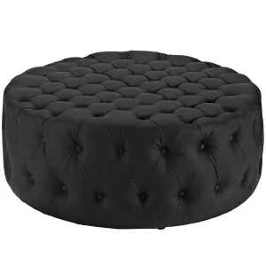 Amour Upholstered Vinyl Ottoman Black EEI-2224-BLK