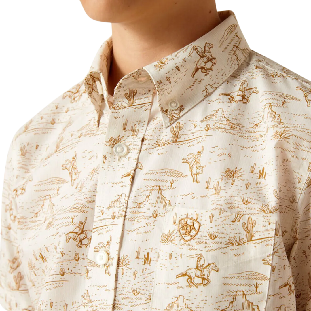 Ariat Kid's Edison Classic Fit Tan Shirt