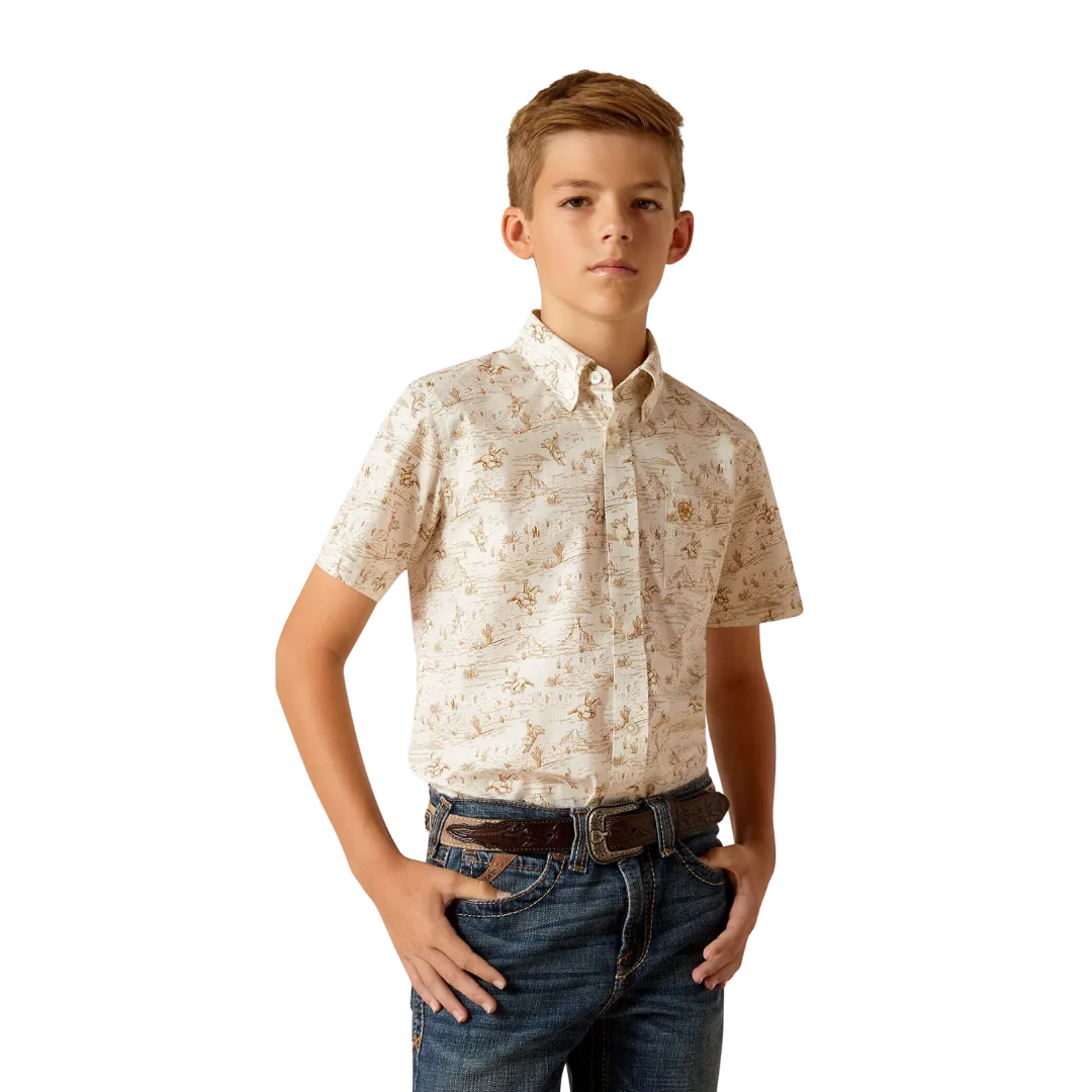 Ariat Kid's Edison Classic Fit Tan Shirt