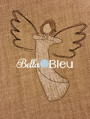 Christmas Angel Redwork Colorwork Machine Embroidery Design