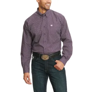 Cinch Men's Dark Purple & White Western Shirt