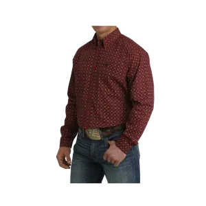 Cinch Men's Geometric Print Long Sleeve Button Down Western Red Shirt