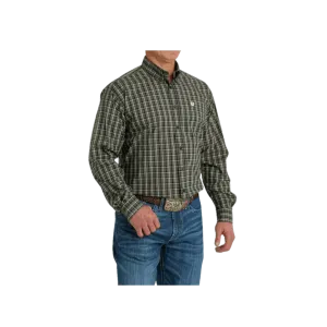 Cinch Men's Plaid Long Sleeve Button Down Western Olive Shirt