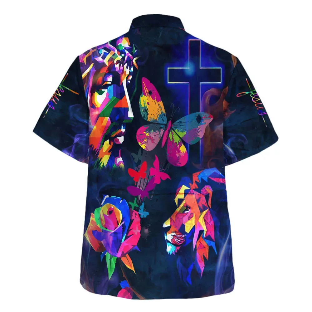 Colorful Jesus Lion Hawaiian Shirts For Men - Christian Hawaiian Shirt - Hawaiian Summer Shirts