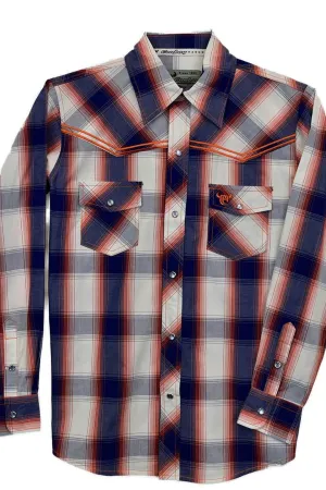 Cowboys Hardwear Kid's Navy & Orange Plaid Shirt