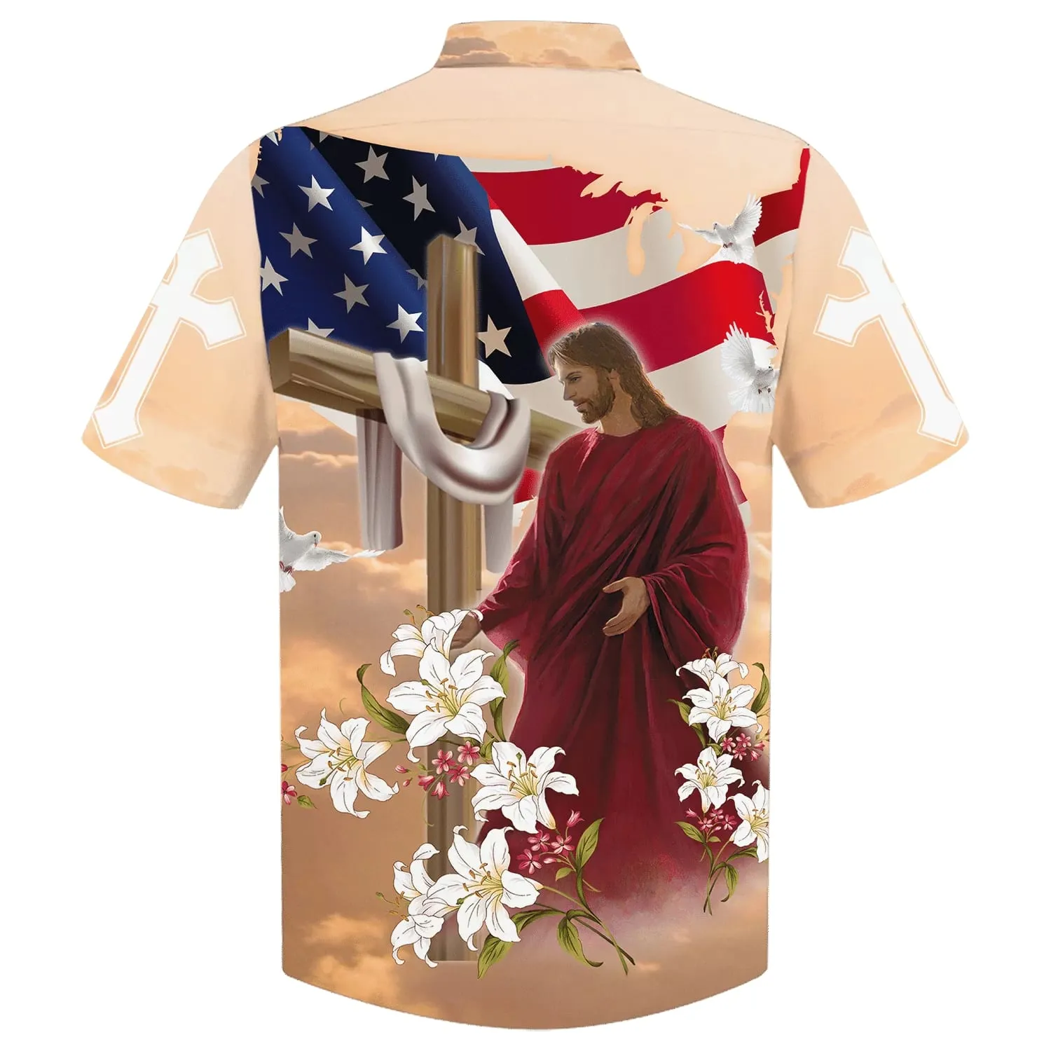 Cross With Lilies Jesus Is My Savior Hawaiian Shirt - Best Hawaiian Shirts - Christian Hawaiian Shirt