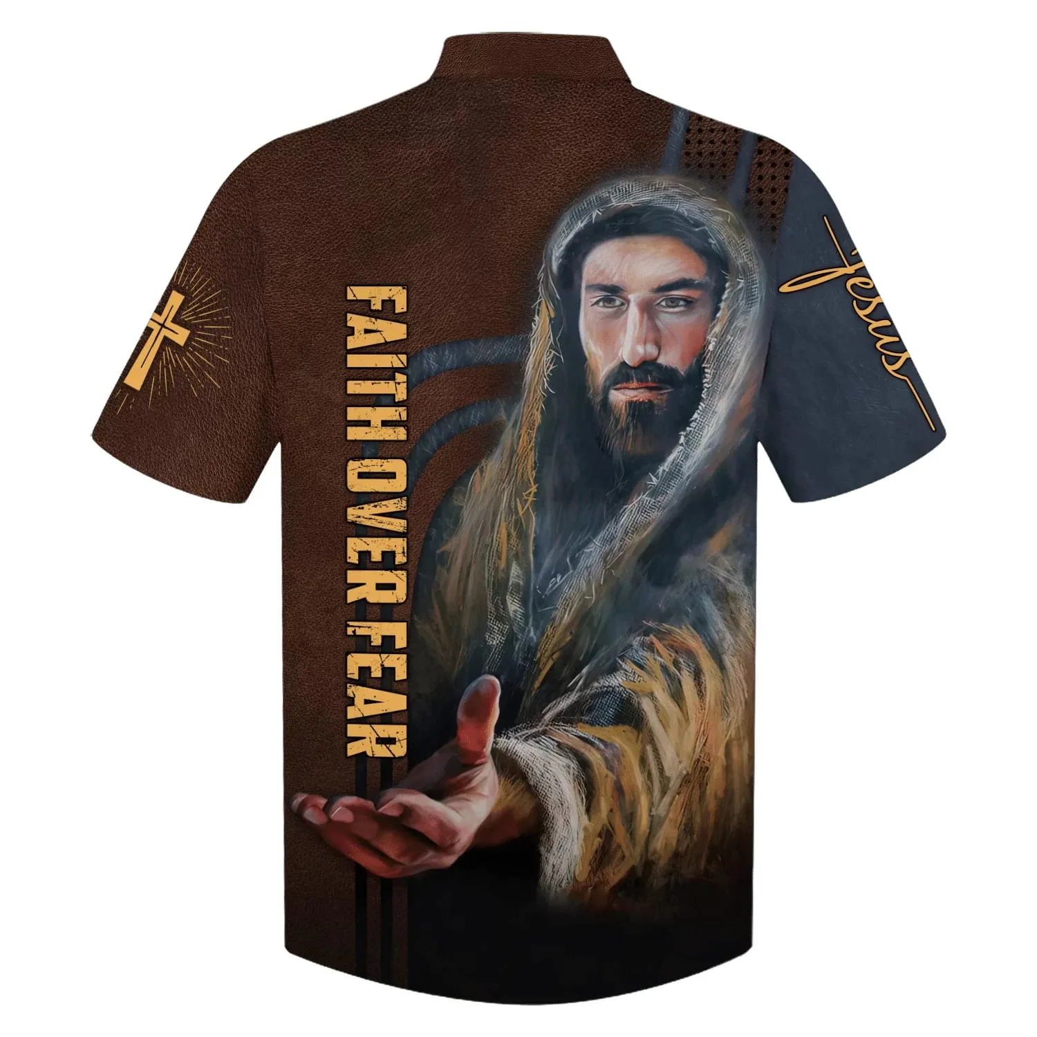 Faith Over Fear Hawaiian Shirt - His Hand Is Stretched Out Hawaiian Shirts - Christian Hawaiian Shirt - Hawaiian Summer Shirts