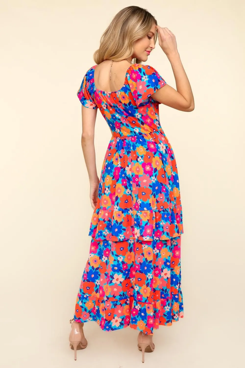 Floral Maxi Ruffled Dress with Side Pockets