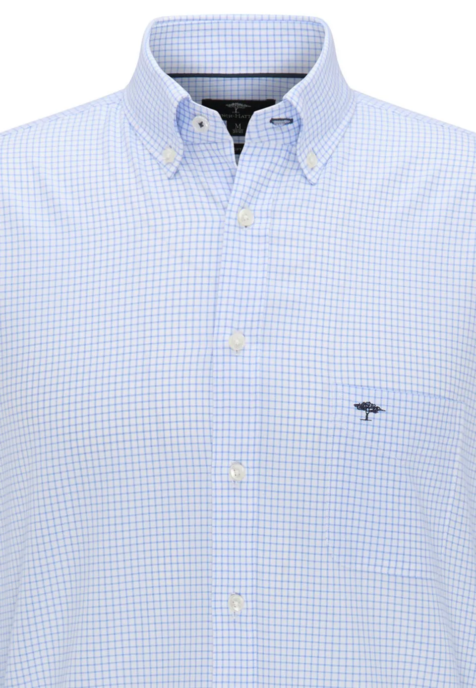 FYNCH HATTON ALL SEASON OXFORD SHIRT BLUE CHECK 5520