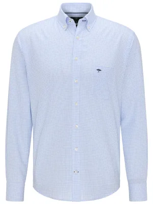 FYNCH HATTON ALL SEASON OXFORD SHIRT BLUE CHECK 5520