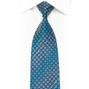 Geometric Checkered Rhinestone Necktie With Silver Sparkles