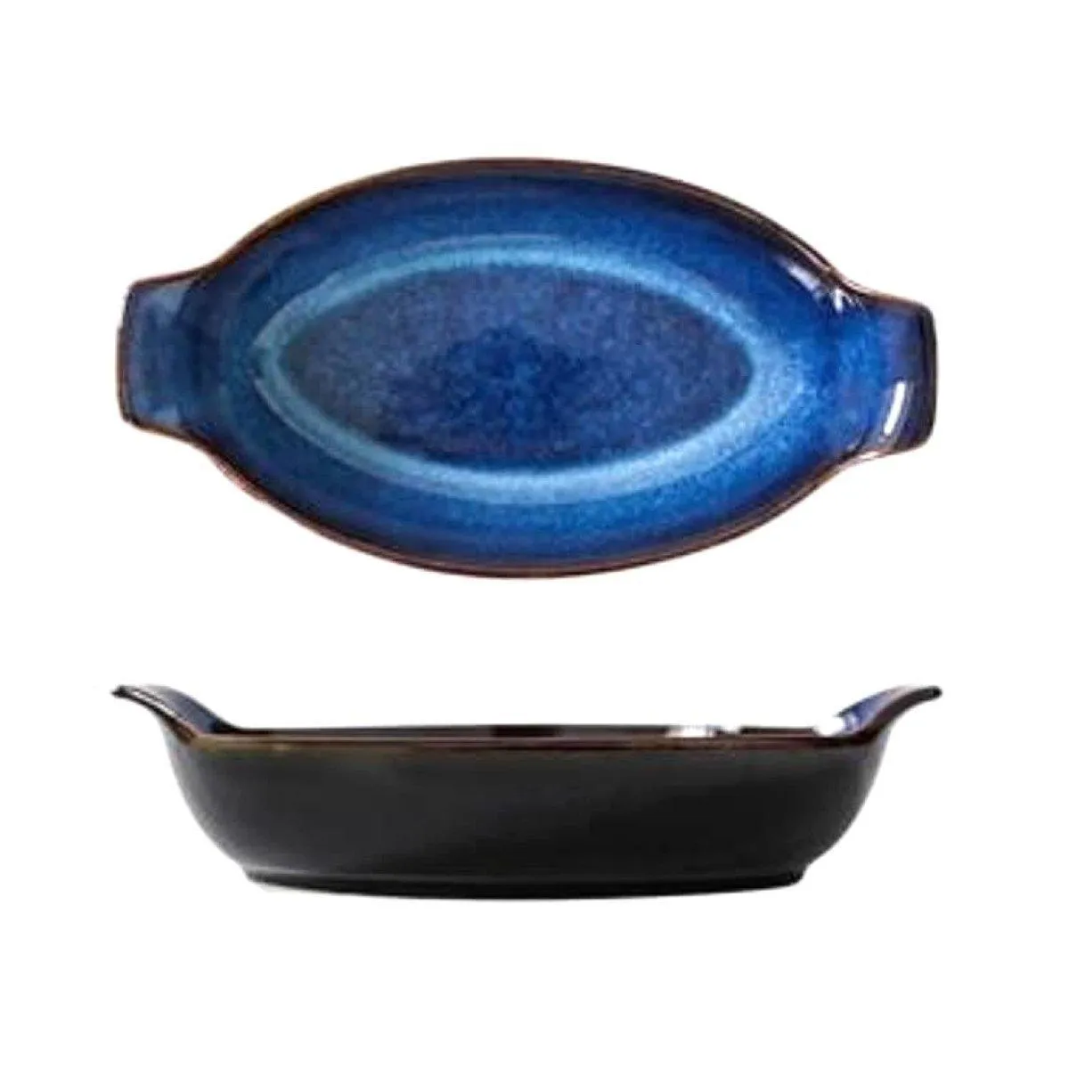 Handmade Blue Boat Shaped Bowls - 28.5cm (2 Pcs Set)