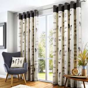 Idaho Pair of Eyelet Curtains by Fusion in Charcoal