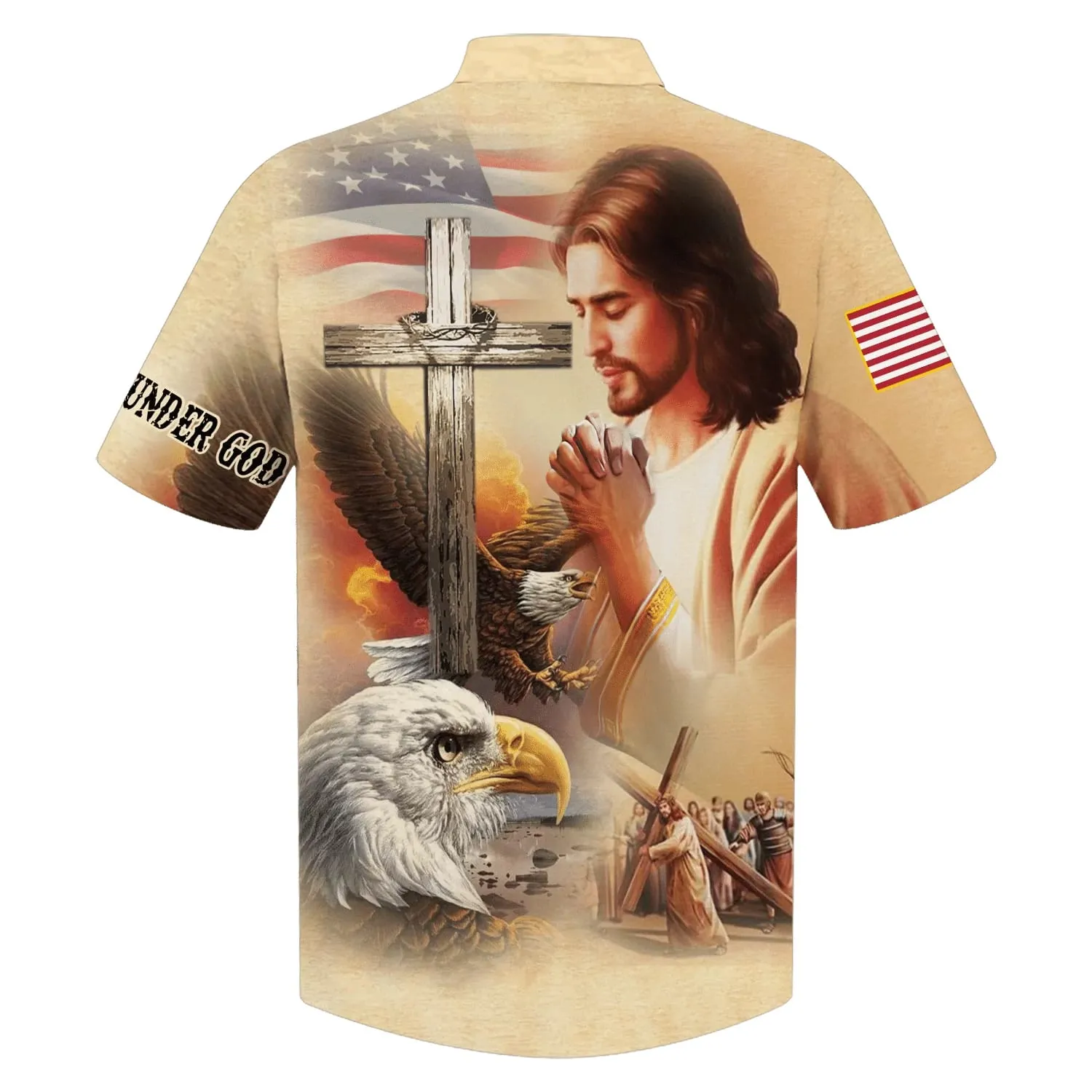 Jesus Eagle One Nation Under God Hawaiian Shirts - Christian Hawaiian Shirt - Jesus Hawaiian Shirts