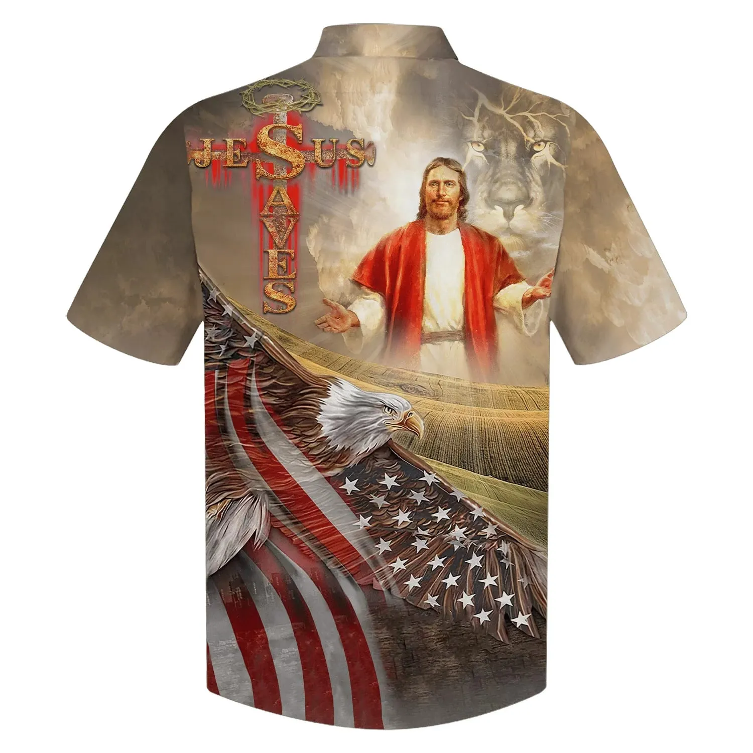 Jesus Face And The Lion Hawaiian Shirts - Christian Hawaiian Shirt - Hawaiian Shirts For Men