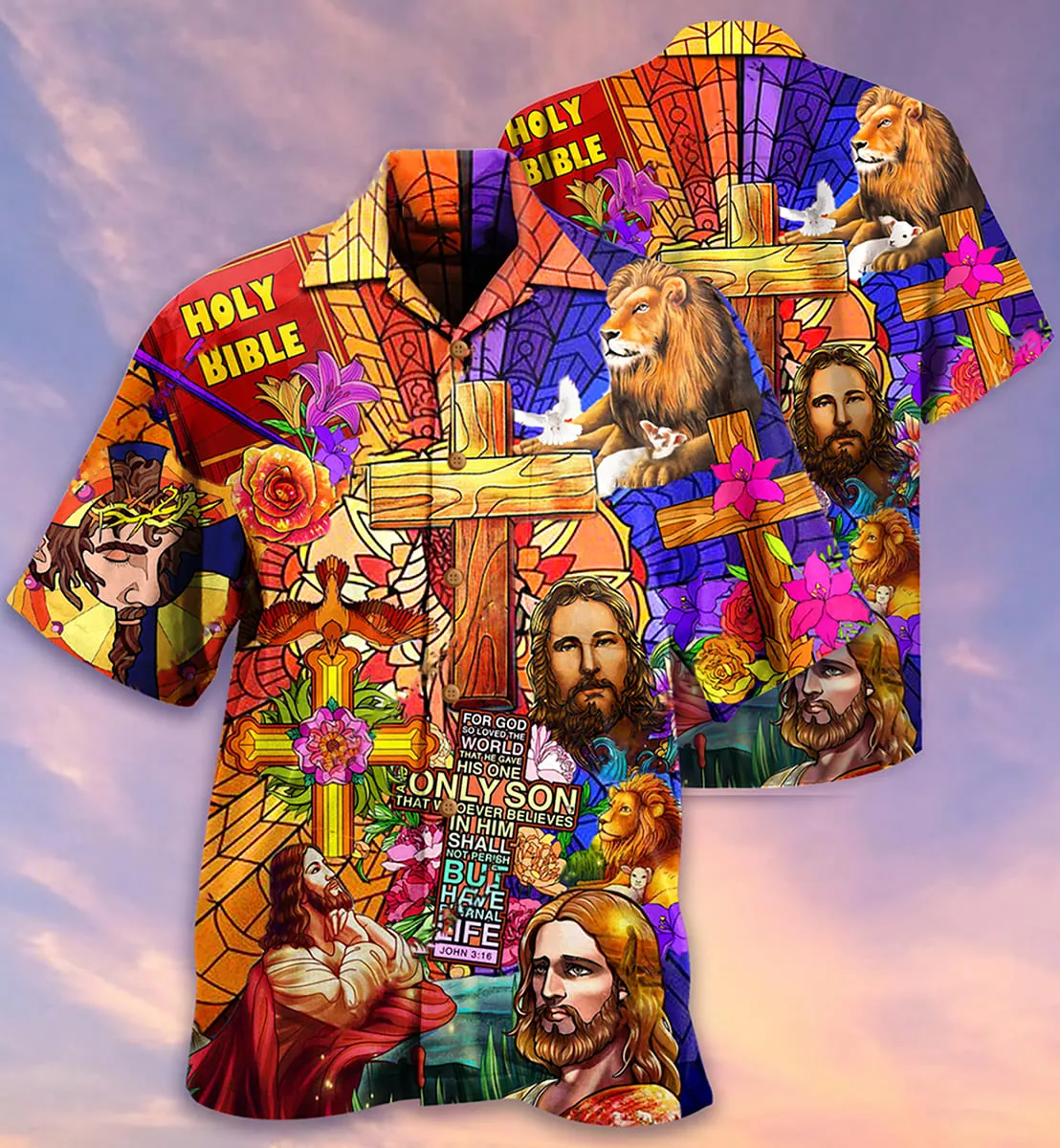 Jesus Lion And Flowers Cool Hawaiian Shirt - Christian Hawaiian Shirts For Men & Women