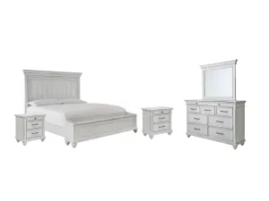 Kanwyn Queen Panel Bed with Storage with Mirrored Dresser and 2 Nightstands