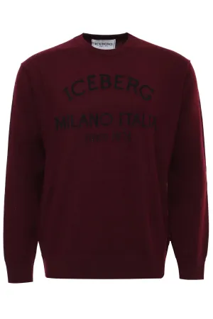 Knitted Print Logo Sweat Shirt (Maroon) - I23A00190024735