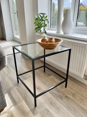 Madison Glass Metal Side Table - Black