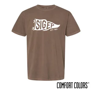 New! SigEp Comfort Colors Brown Pennant Short Sleeve Tee