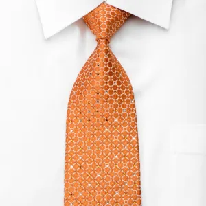 Nina Ricci Men's Silk Necktie Circles On Orange Sparkling With Crystal Rhinestones