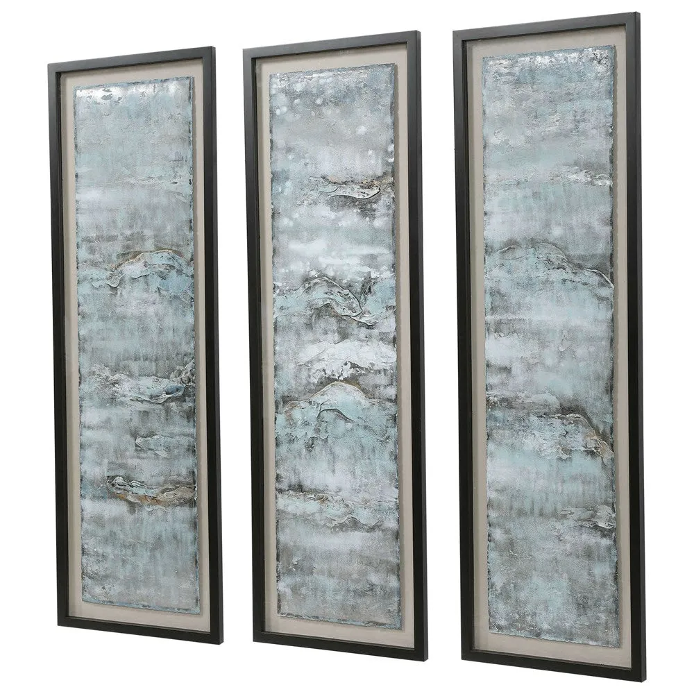 OCEAN SWELL FRAMED PRINTS, S/3, 3 CARTONS