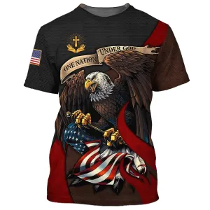 One Nation Under God Eagles 3D All Over Printed Shirt for Men and Women