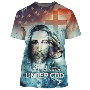 One Nation Under God Jesus Lion And Cross 3D All Over Printed Shirt for Men and Women