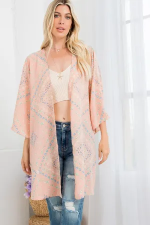 Pastel Bandana Print Kimono