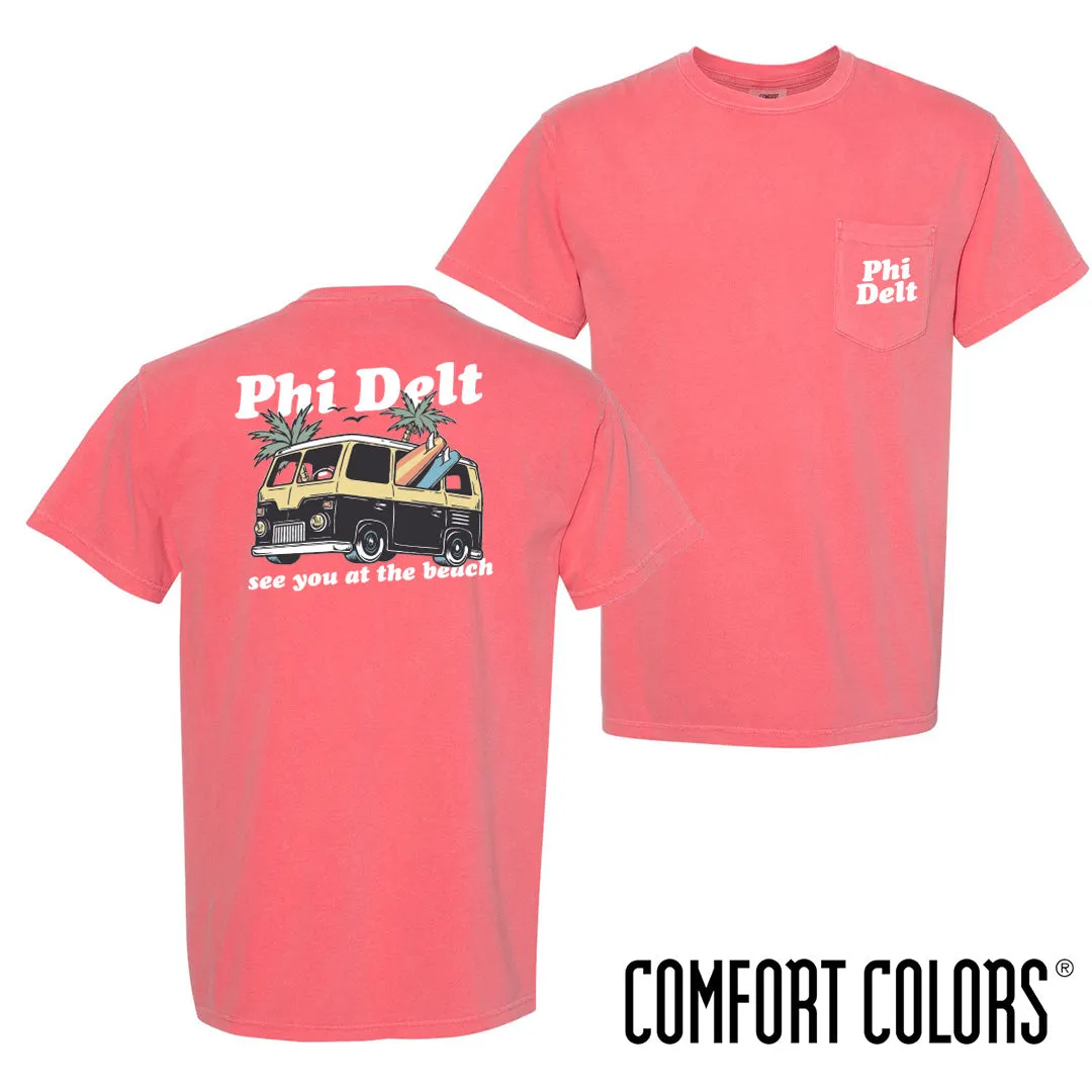 Phi Delt Comfort Colors Groovy Beach Short Sleeve Pocket Tee