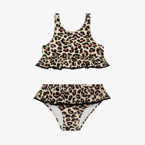 Posh Peanut Lana Leopard Ruffled Two Piece Tankini Set