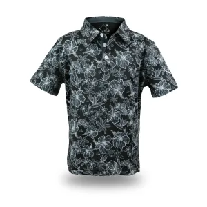 "Small Kine Sketchy Onyx" - OGA Youth Polo - Onyx Black