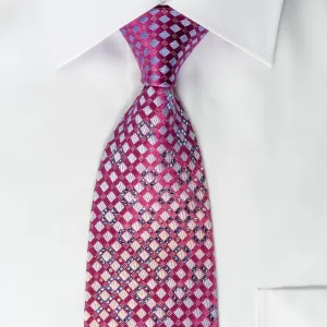 Renoma Rhinestone Necktie Silver Checkered On Purple With Silver Sparkles