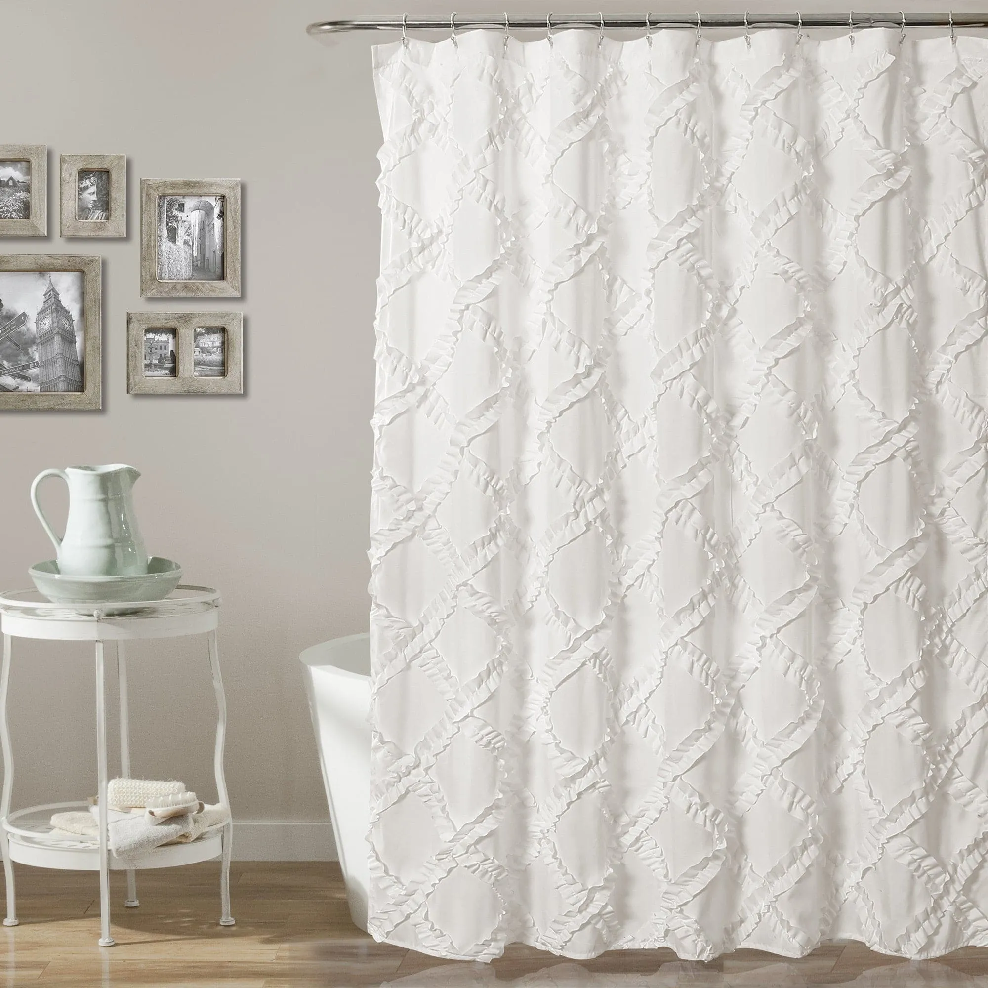 Ruffle Diamond Shower Curtain