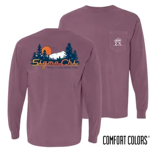 Sigma Chi Comfort Colors Berry Retro Wilderness Long Sleeve Pocket Tee