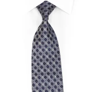 Silver Trellis On Navy Rhinestone Silk Tie With Purple Sparkles