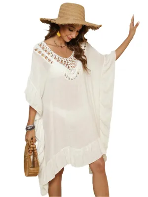 TEEK - Cutout Ruffled Half Sleeve Cover-Up