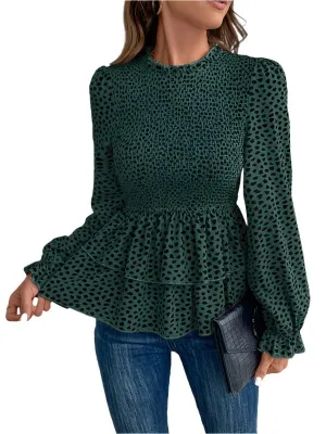 TEEK - Mid-Collar Long-Sleeved Ruffle Shirt