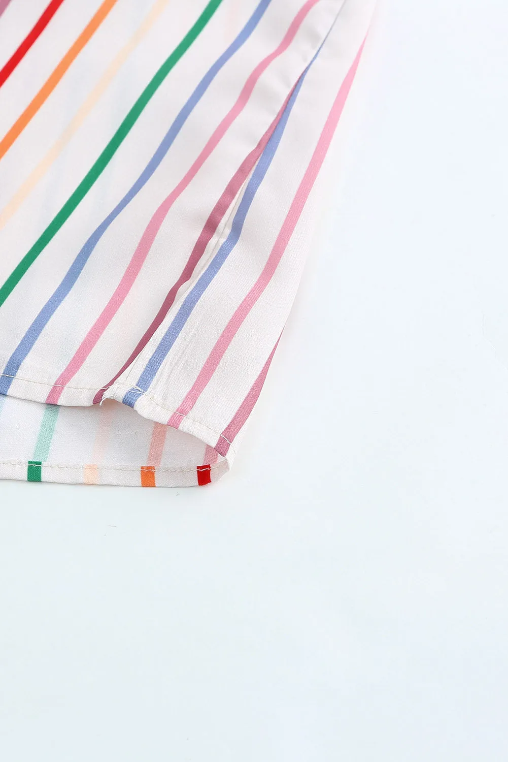 TEEK - Rainbow Striped Cap Sleeve Blouse