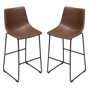 Theo Set of (2) Bar Height Chairs in Chocolate Leatherette w/ Black Metal Base by Diamond Sofa