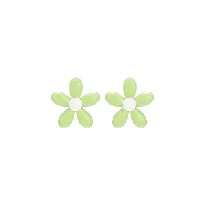 Tiny Delightful Flower Stud Green Earrings