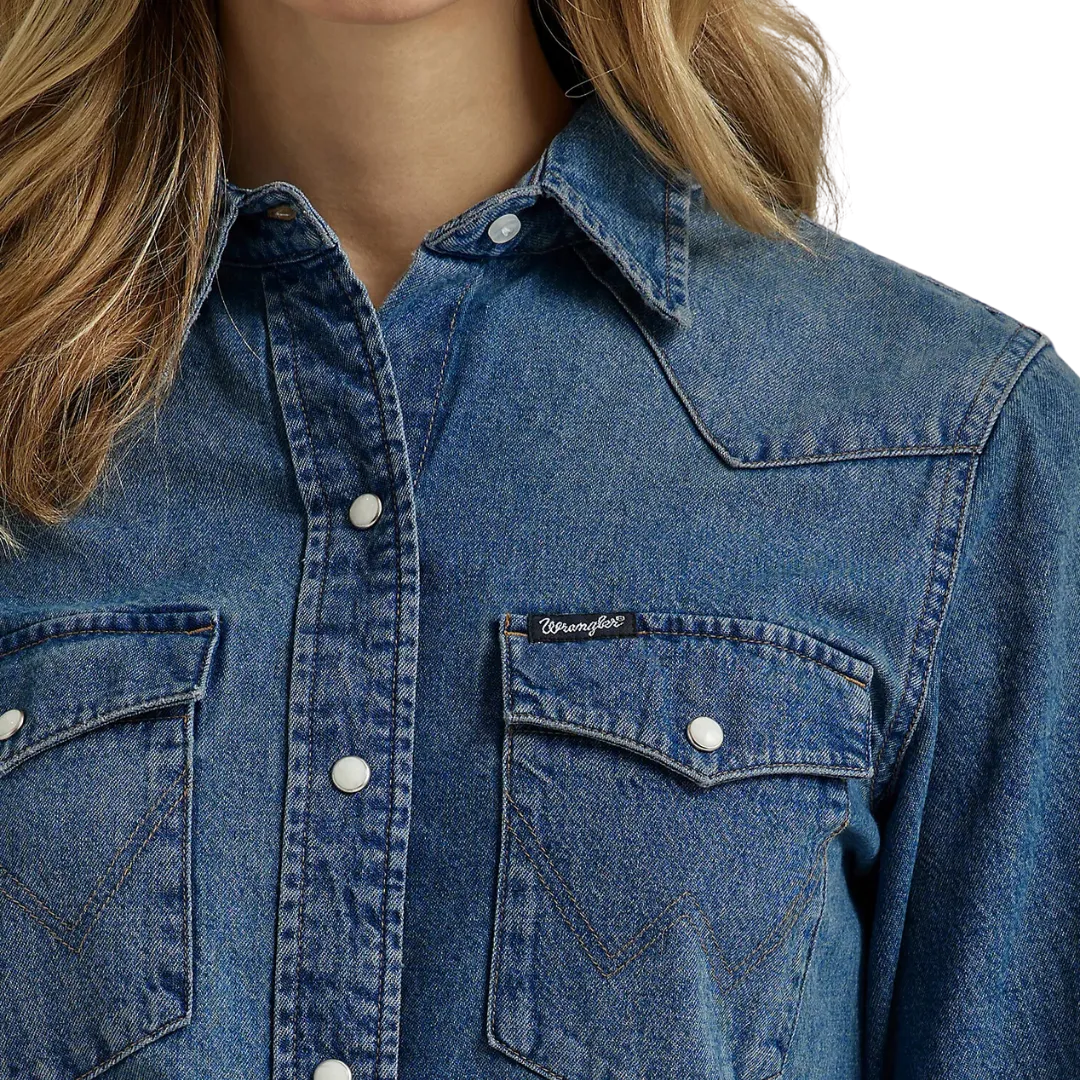 Wrangler Women's Denim Snap Navy Shirt