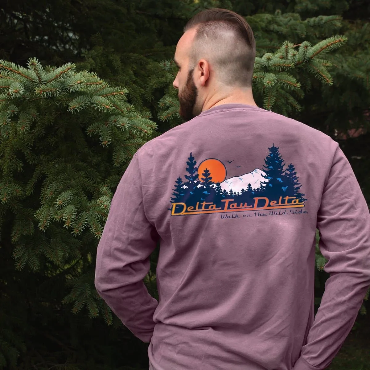 ZBT Comfort Colors Berry Retro Wilderness Long Sleeve Pocket Tee